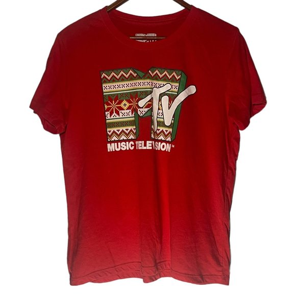 MTV Other - MTV Kids Shirt Christmas Holiday Graphic Short Sleeve 2021 Red Size XL